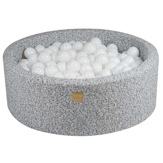 Meow Baby - Bollhav Knottrigt Med 200 Bollar Vit - Ljusgrå - 30 Cm
