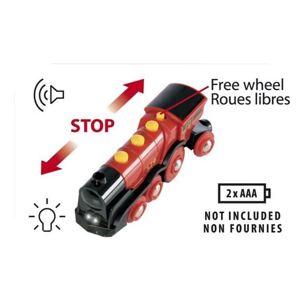 BRIO World 33592 - Tehokas punainen paristoveturiveturi