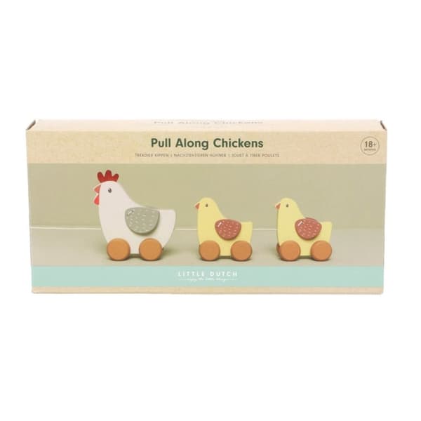 Liten holländsk gård Trä Pull Animal Chickens