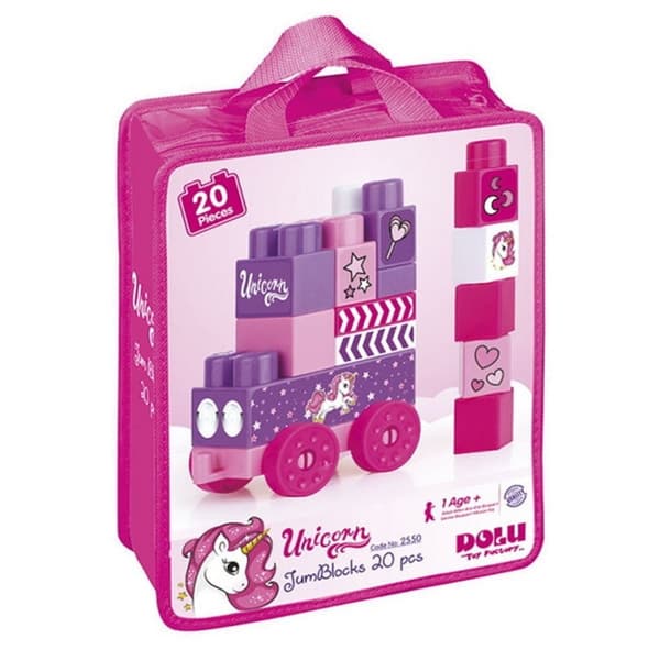 Dolu Unicorn JumBlocks Train med 20 Blokke Pink