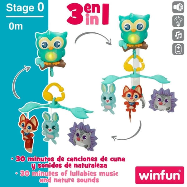 Sängmobil Winfun Skog 3 i 1 31,5 x 42 x 24,5 cm Plast (4 antal)
