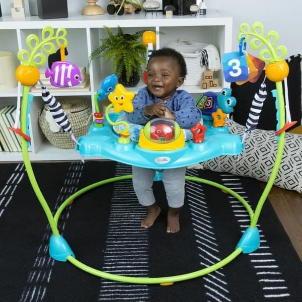 BABY EINSTEIN Ocean Explorers Curiosity Cove 2-in-1 -opetusleikkialue ja lattialeikki, enimmäispaino 11 kg, 6 kuukaudesta alkaen