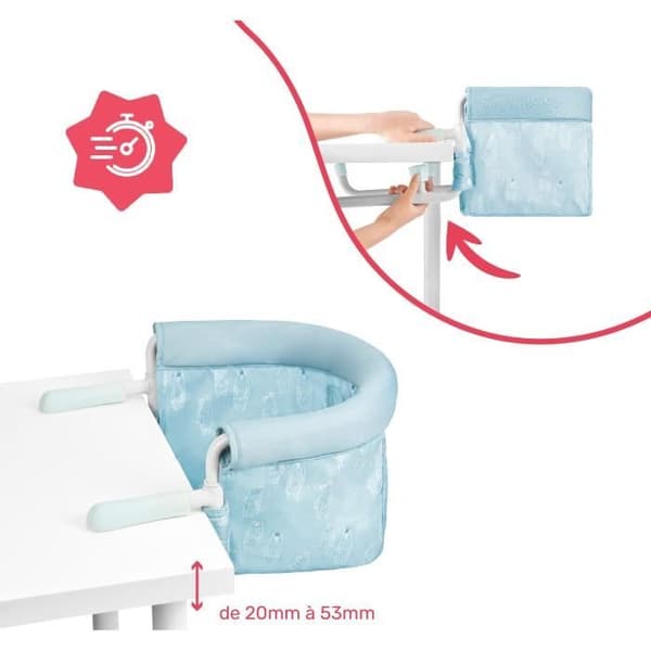 Badabulle babysæde med 4-armet fastgørelsessystem, ultrakompakt foldbar, fra 6 til 36 måneder