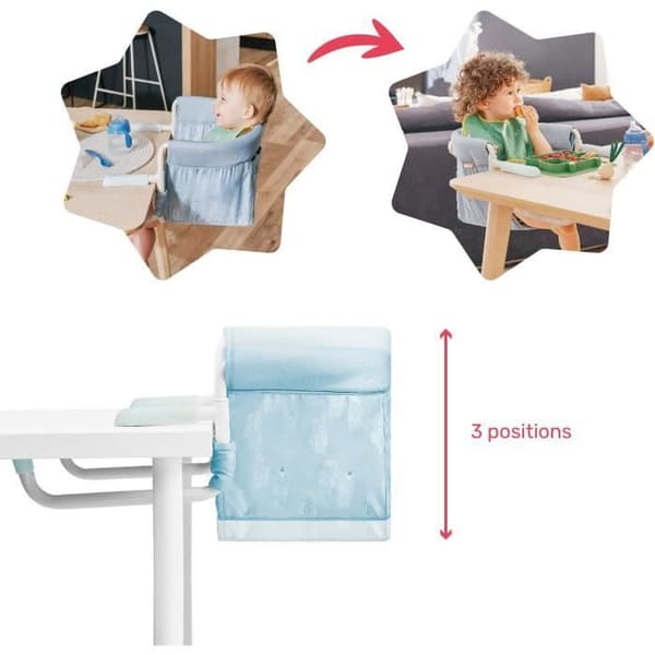 Badabulle babysæde med 4-armet fastgørelsessystem, ultrakompakt foldbar, fra 6 til 36 måneder