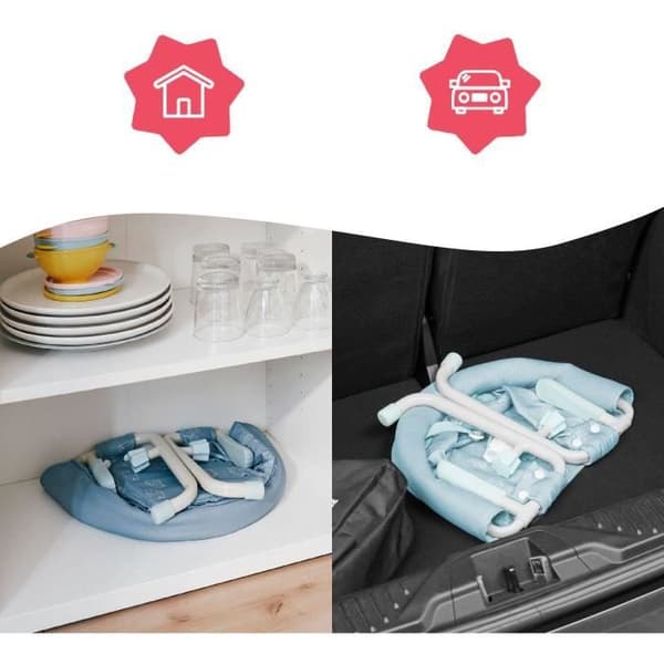 Badabulle babysæde med 4-armet fastgørelsessystem, ultrakompakt foldbar, fra 6 til 36 måneder