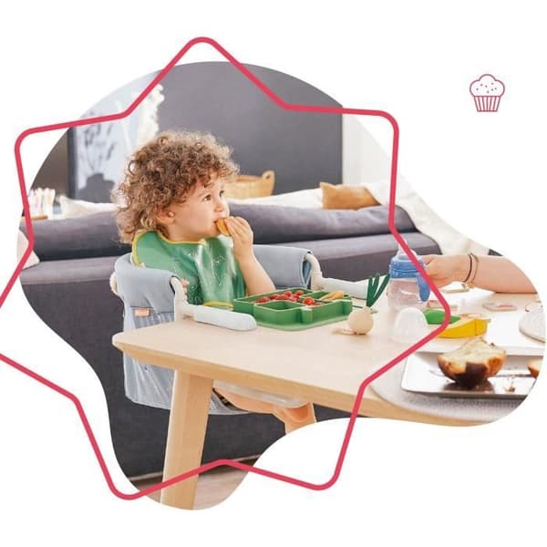 Badabulle babysæde med 4-armet fastgørelsessystem, ultrakompakt foldbar, fra 6 til 36 måneder