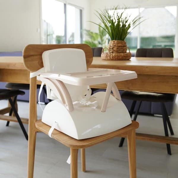 THERMOBABY YEEHOP 2-i-1 Bälteskudde för barn - 6-18 månader - 3-punktssele - Avtagbar bricka - Isbrun