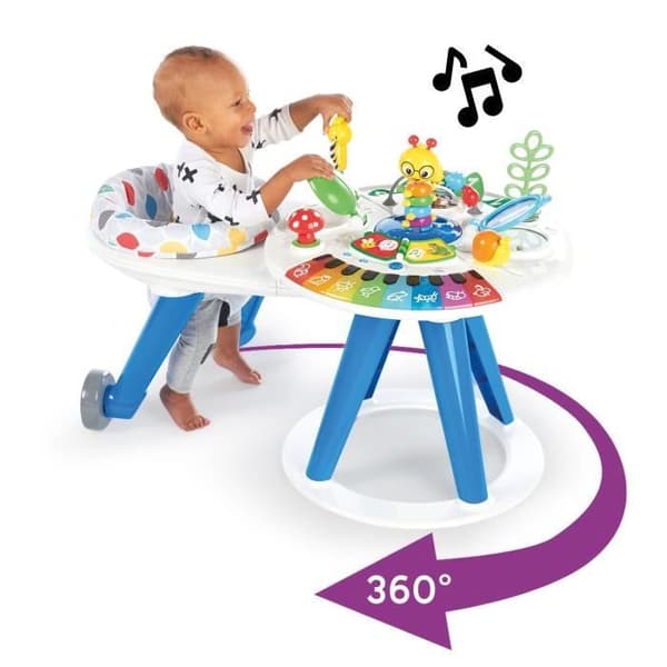 BABY EINSTEIN 4-in-1 vauvan aktiviteettipöytä, 360° pyörivä, turvallinen, irrotettava aktiviteettilelu, piano, musiikki