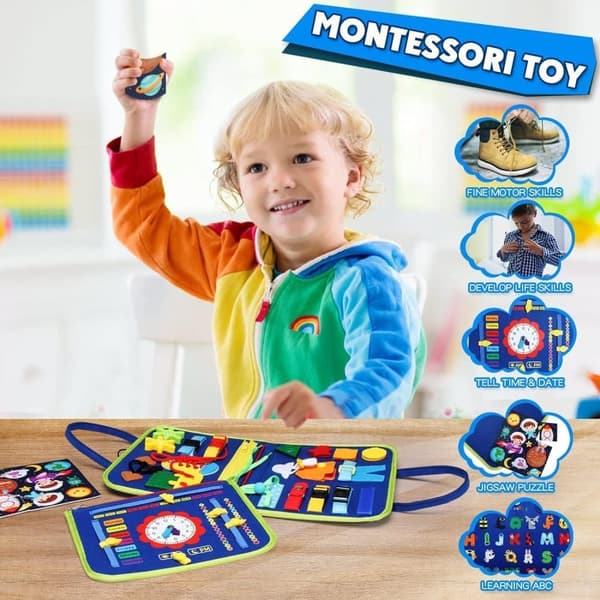 Busy Board Montessori Toy - Aktivitets- och utvecklingsleksaker för barn ,Montessorispel Lär dig finmotorik, Alzheimers produkter