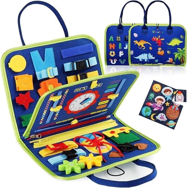 Busy Board Montessori Toy - Aktivitets- och utvecklingsleksaker för barn ,Montessorispel Lär dig finmotorik, Alzheimers produkter Mörkblå