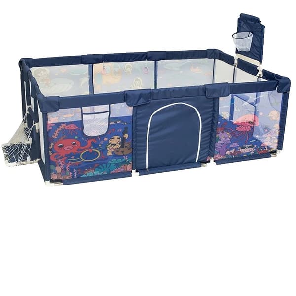 Babylekplats, Justerbar Storlek, Unisex Tygdesign,Hav Blå 2 nät