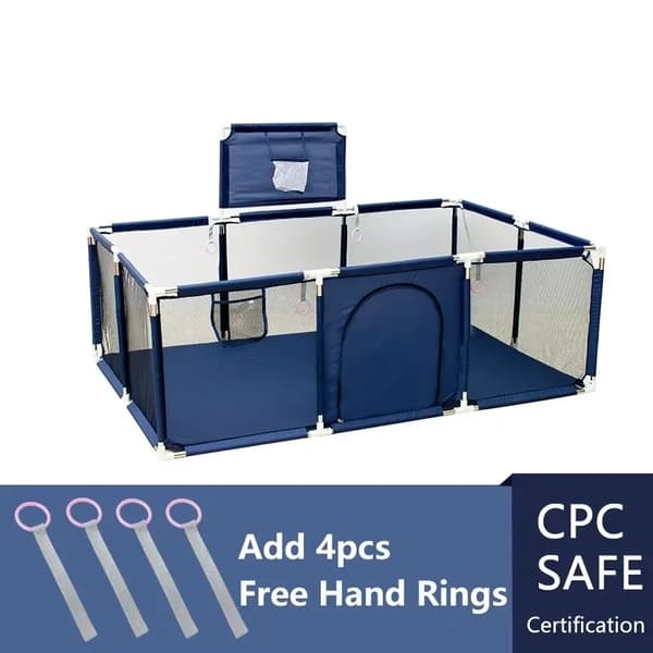 IMBABY Baby Playpen, Rummelig Design, CPC Certificeret Sikkerhed,BLÅ