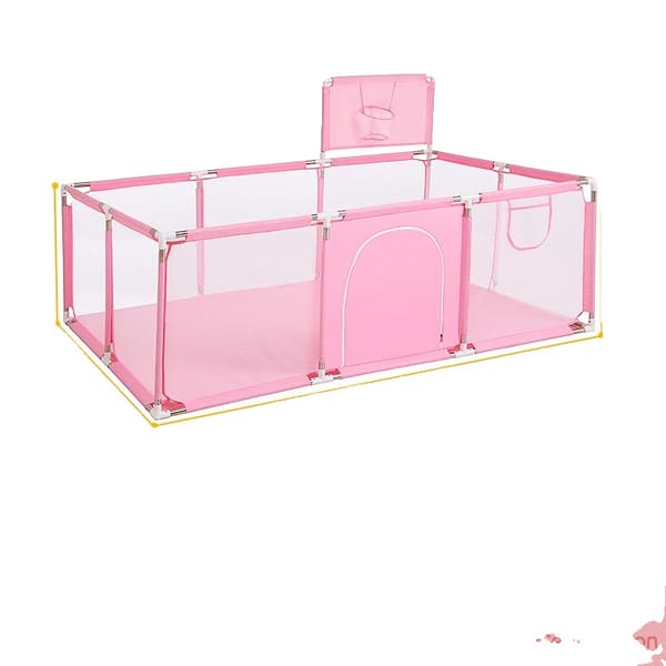 Babylekplats lekhage, tjocka stålrör, tygbevuxen barnstängsel, Rosa storlek L
