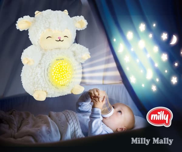 Milly Mally plyschleksak med Milly Sheep-projektor