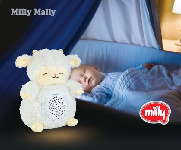 Milly Mally plyschleksak med Milly Sheep-projektor