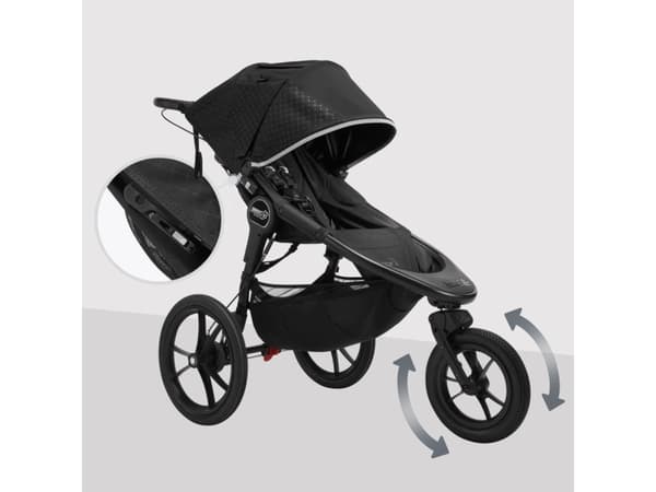 Baby Jogger summit X3, Baldakin, Sportsbarnevogn, Alle kjønn, Oppblåsbare hjul, Sammenleggbar, Sort