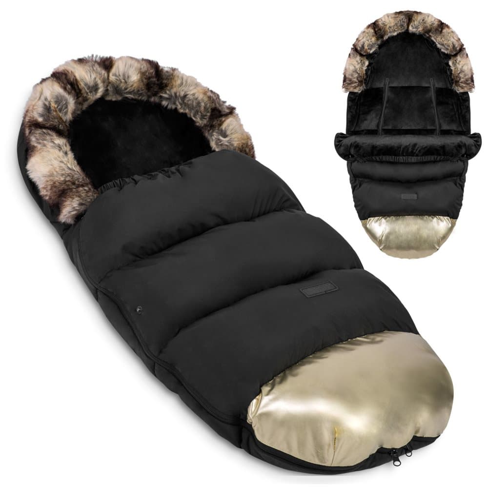 Fotpåse barnvagn - buggy - Svart med guld