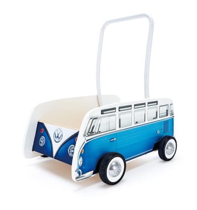 BRISA VW Collection - Volkswagen Bus T1 Camper Van Transporter Første trin Baby Walker(Wood/Blue)