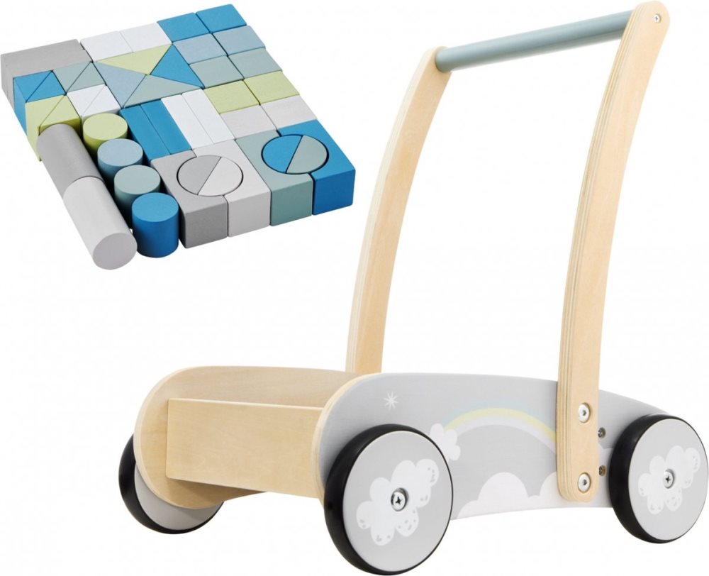 Walking trainer - Mamabrum - Walker - Block vagn - Walking vagn - Trä - Baby - med 44 block