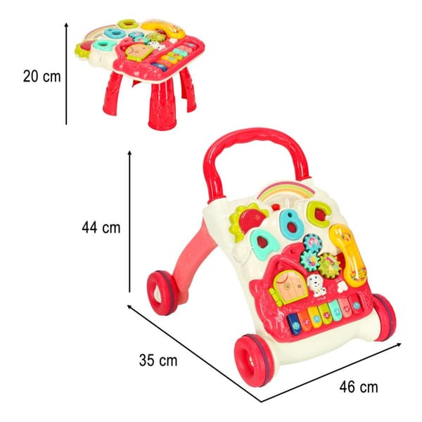 Push walker interaktiivinen opetuspöytä 4in1 pinkki Bibi-inn