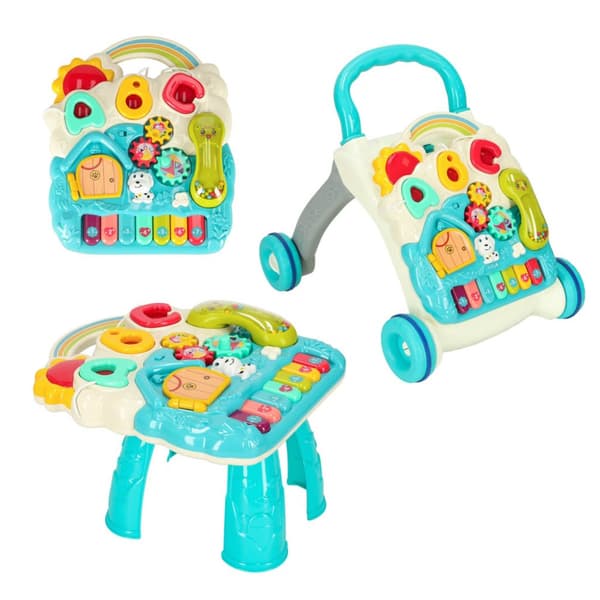 Push walker interaktivt utbildningsbord 4in1 blå Bibi-inn