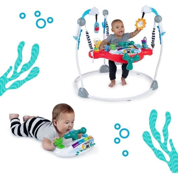 BABY EINSTEIN Ocean Explorers Bounce Play Area - Litet flygplan, flerspråkiga interaktiva leksaker, 360 graders vridbar sits