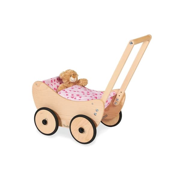 Rootz 2 -stykke Doll's PRAM -sæt 'Trixi' - Træ klapvogn - Børns klapvogn - Justerbart håndtag - 47 cm x 35 cm x 53 cm