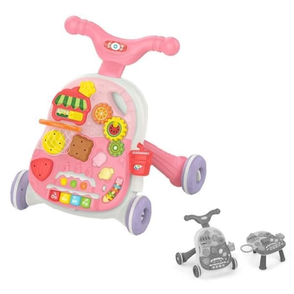 Kikkaboo Trotteur 2 i 1 Candy Party Lekbord Korg, bollar musik ljus [Rosa]