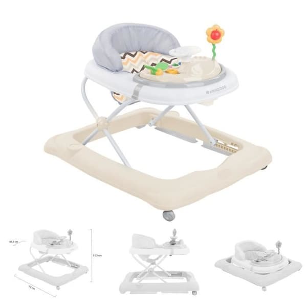 Kikkaboo trottare Misty justerbar höjd i 3 positioner lekcenter [grå beige]