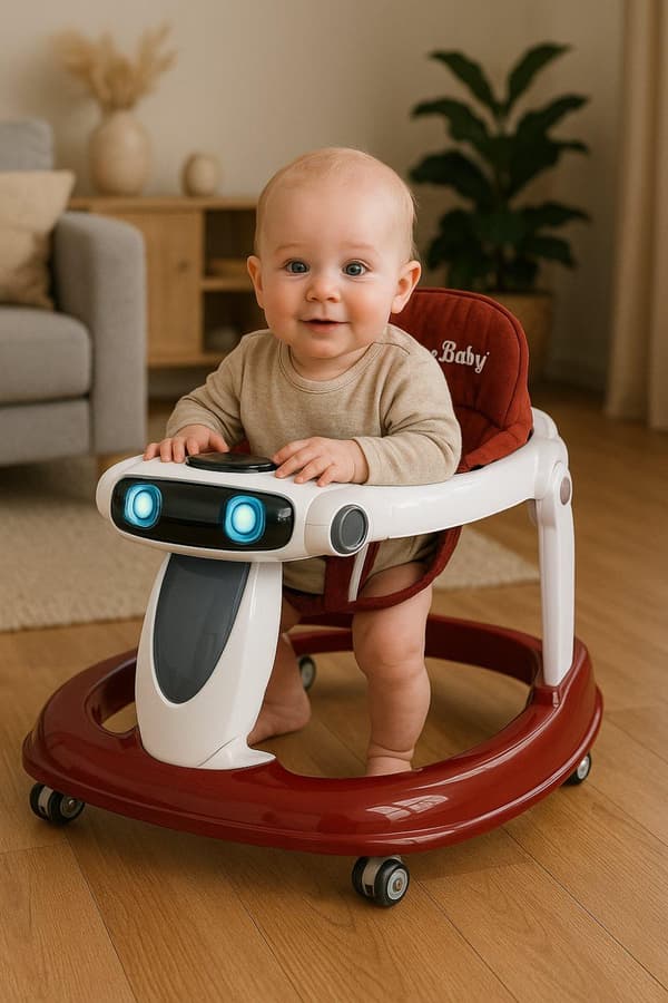 2-i-1 babywalker 360 ° med justerbar höjd, stabilt pyramidunderrede och tysta hjul – Tavalax