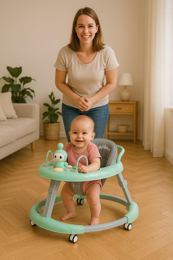 6-in-1 ergonominen Tavalax-kävelytuoli vauvalle – musiikkipaneelilla, säädettävällä korkeudella ja 360° hiljaisilla pyörillä