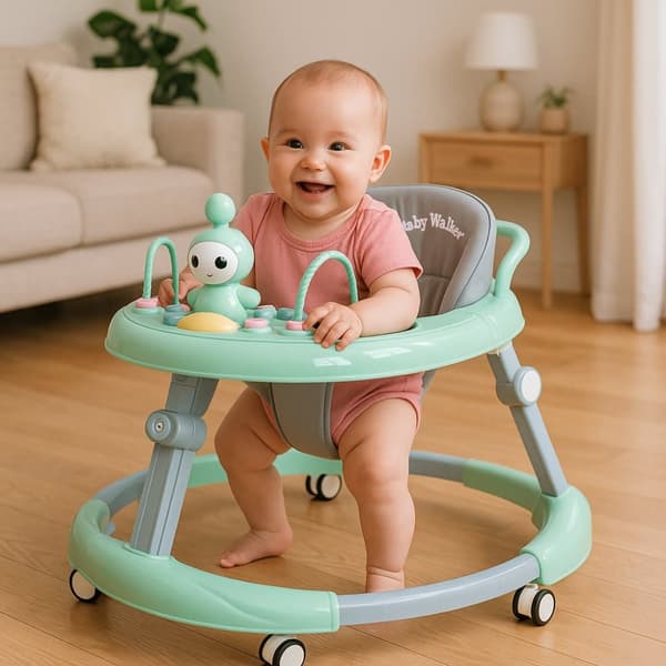 6-in-1 ergonominen Tavalax-kävelytuoli vauvalle – musiikkipaneelilla, säädettävällä korkeudella ja 360° hiljaisilla pyörillä