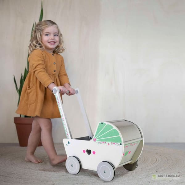 Trä dockvagn pusher gåstol ECOTOYS