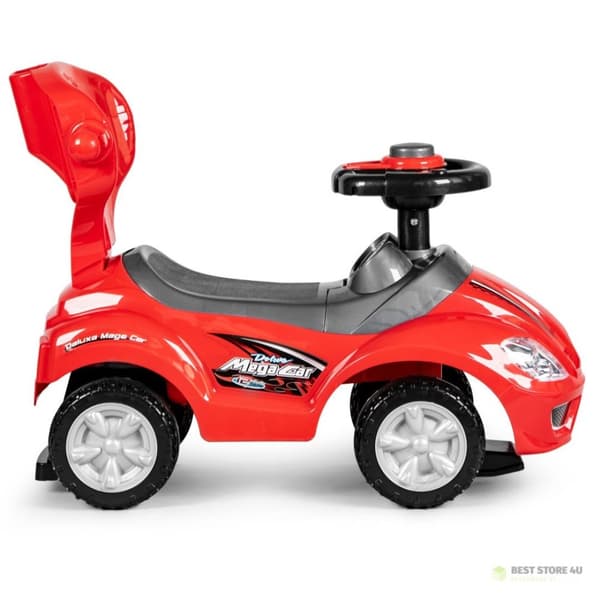 Køretøj, rollator, skubber 3-i-1 deluxe horn - rød
