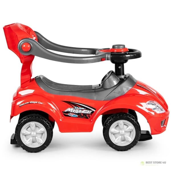 Køretøj, rollator, skubber 3-i-1 deluxe horn - rød