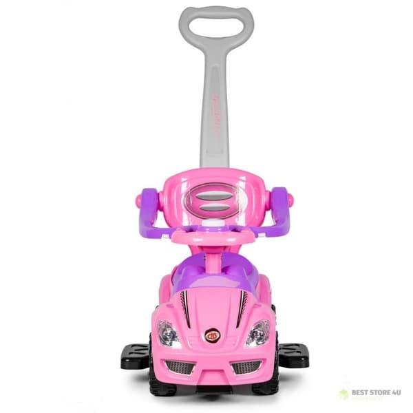 Køretøj, rollator, skubber 3-i-1 deluxe horn - pink