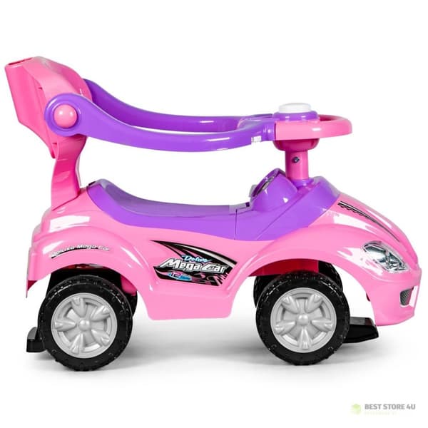 Køretøj, rollator, skubber 3-i-1 deluxe horn - pink