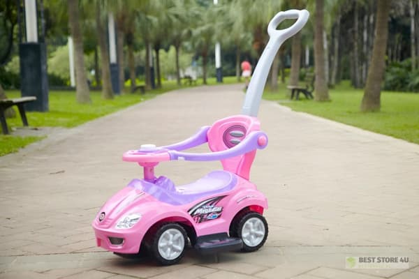 Køretøj, rollator, skubber 3-i-1 deluxe horn - pink