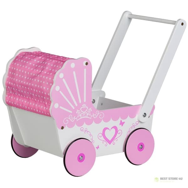 Trä dockvagn med tak ECOTOYS