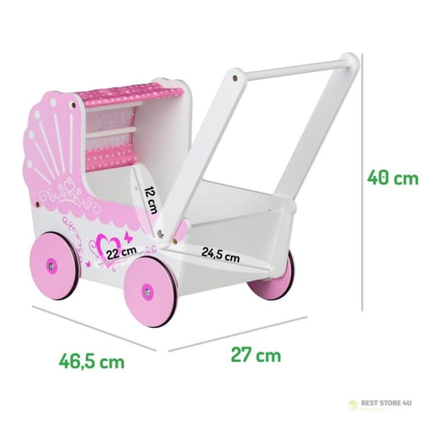 Trä dockvagn med tak ECOTOYS
