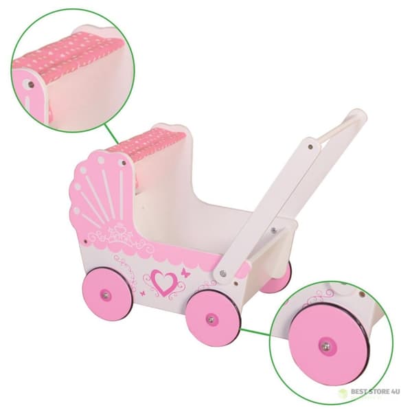 Trä dockvagn med tak ECOTOYS