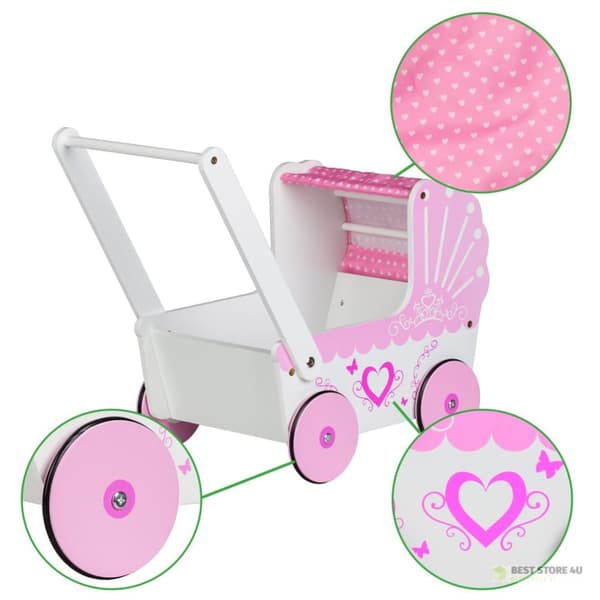 Trä dockvagn med tak ECOTOYS