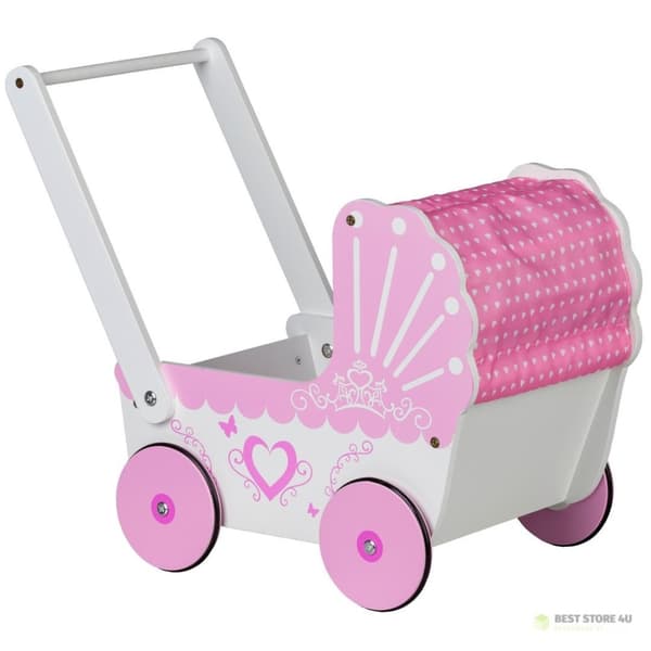 Trä dockvagn med tak ECOTOYS