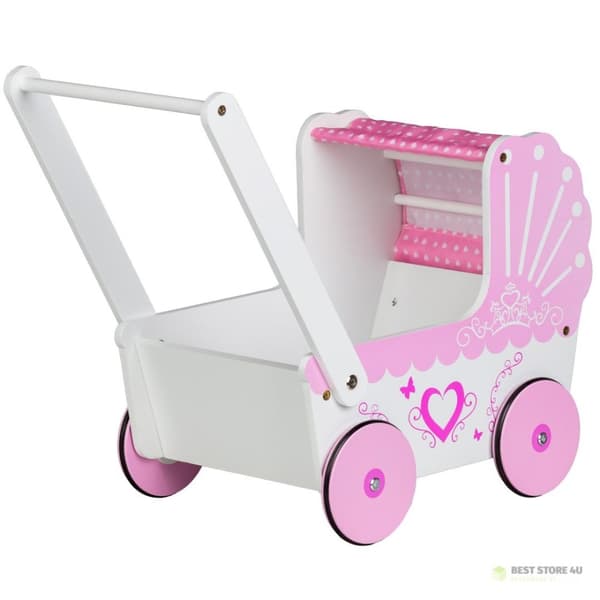 Trä dockvagn med tak ECOTOYS