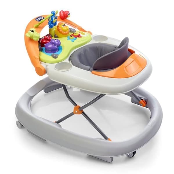 Walky Talky harmaa rollaattori - Äänet ja valot - 4 pyörää - 6 jarrua - CHICCO