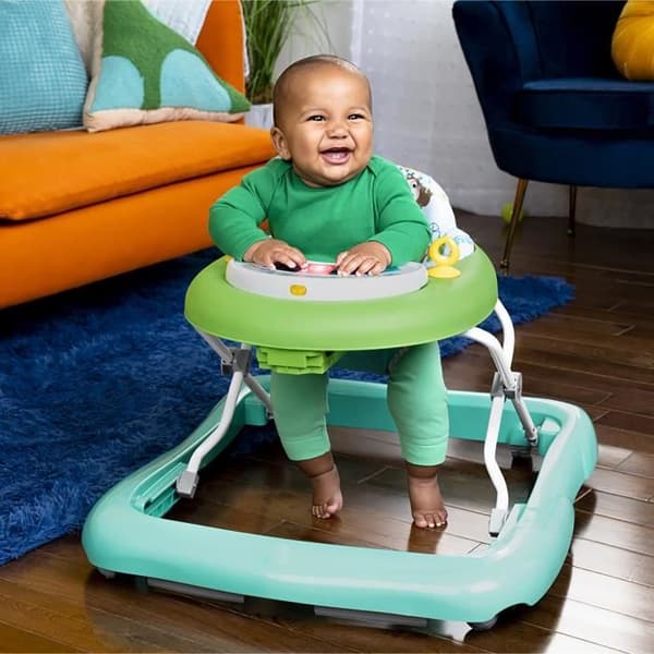 Bright Starts Trotteur Tiny Trek 2 i 1, jungleplantemodel, aktivitetslegetøj, justerbar højde, lys og lyde, 6 måneder+
