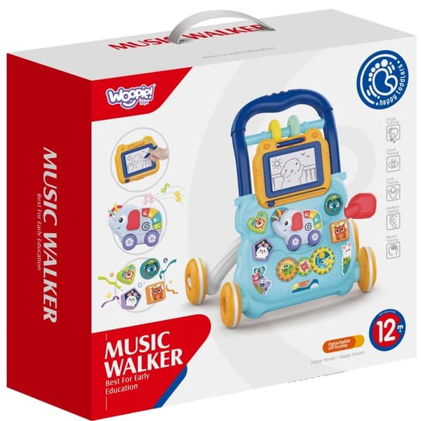WOOPIE BABY Interaktiv Musik Walker + Scrapbog - Blå