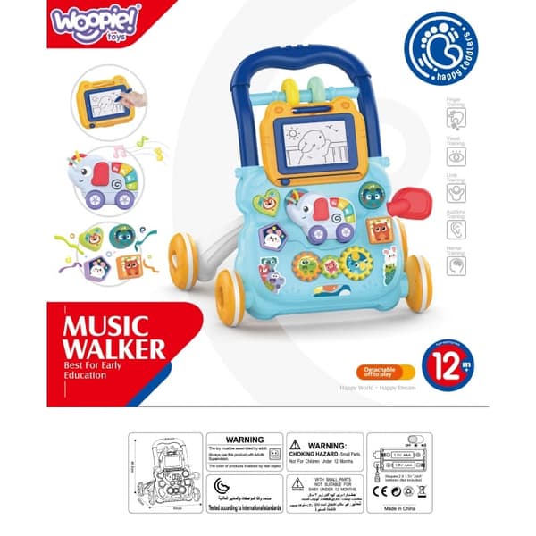 WOOPIE BABY Interaktiv Musik Walker + Scrapbog - Blå
