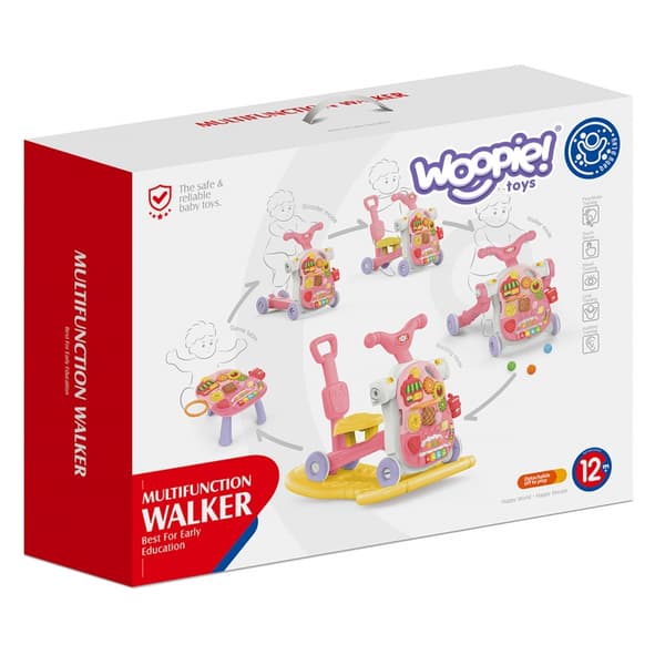 WOOPIE BABY 5-i-1 Gåstol för Barn, Multifunktionell, Rosa 1+