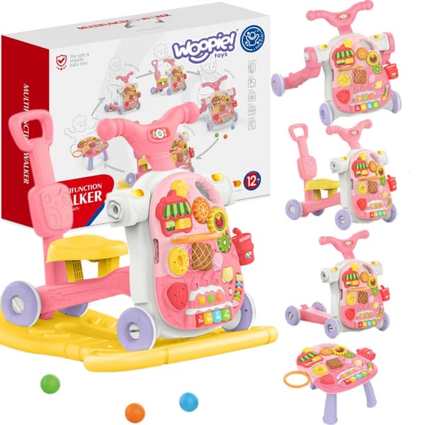WOOPIE BABY 5-i-1 Gåstol för Barn, Multifunktionell, Rosa 1+